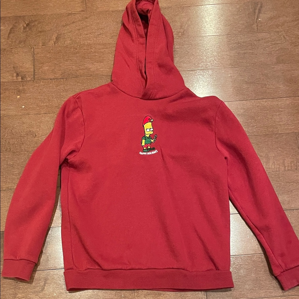 H&M Red Kids Hoodie with Bart Simpson Cartoon Design
